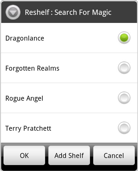 change shelf dialog
