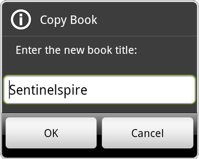 copy Book dialog