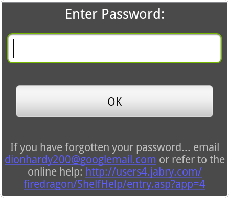 password entry screen