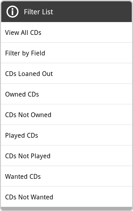 filtered choice dialog