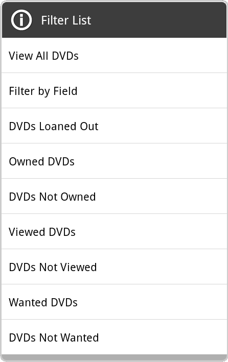 filtered choice dialog