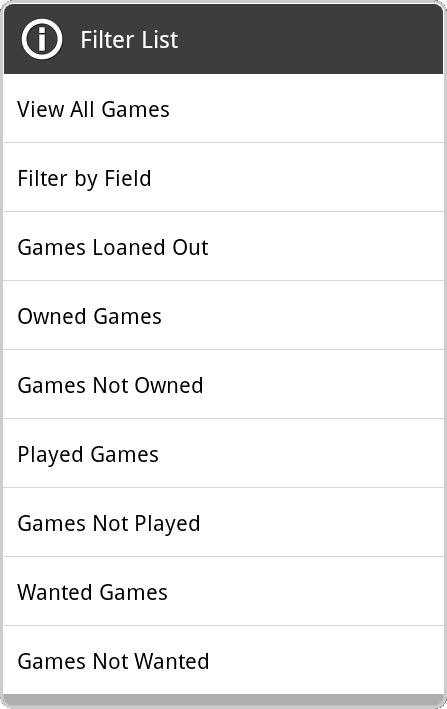 filtered choice dialog