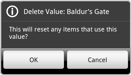delete value dialog