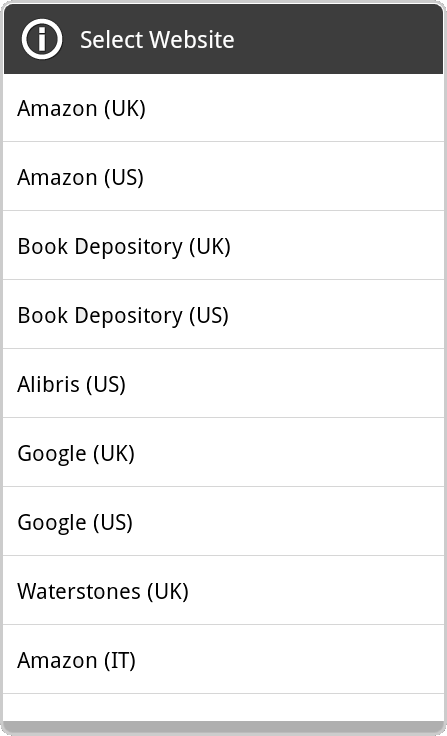 select website dialog