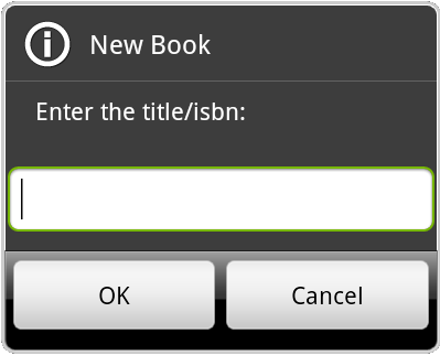 add new Book dialog