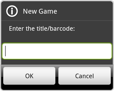 add new Game dialog